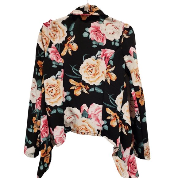 Draped front Floral Cardigan - Picture 3 of 3